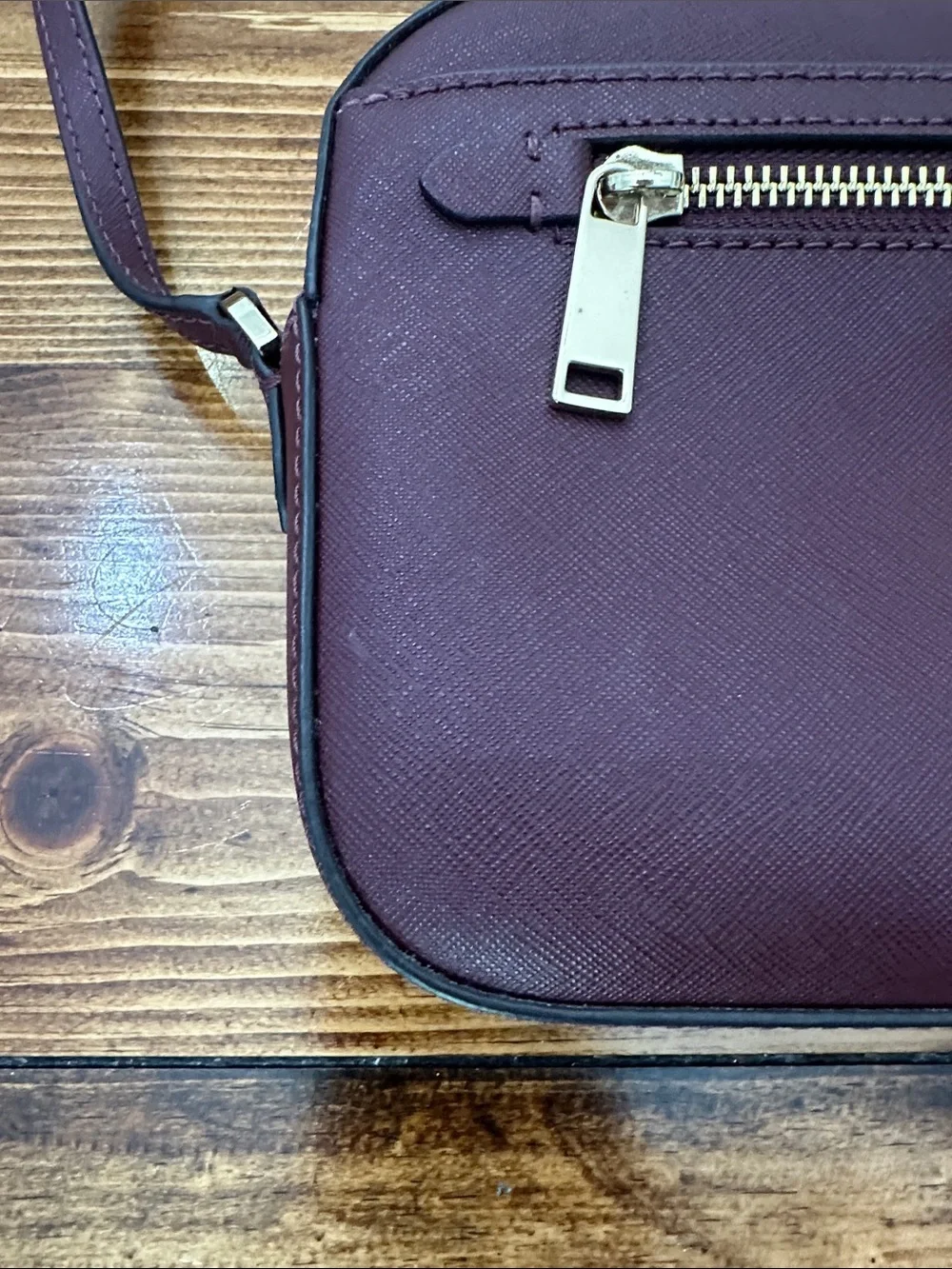 Michael Kors Burgundy Saffiano Crossbody with Gold Hardware